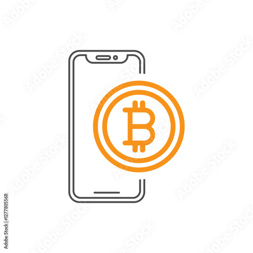 Bitcoin inside Smartphone outline icon. Trendy style vector illustration. Editable graphic resources for many purposes.