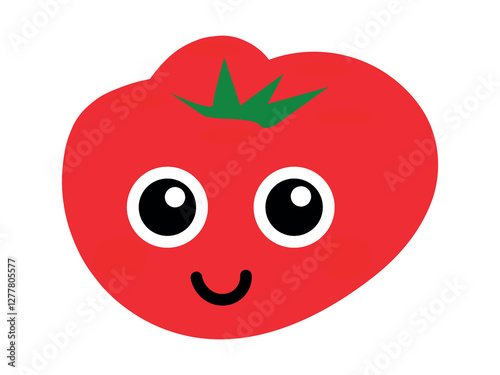 Funny, nice, cute cartoon smiling, happy tomato. Vector illustration.  