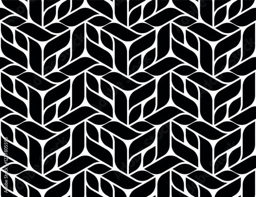 Abstract geometric pattern. A seamless vector background. White and black ornament. Graphic modern pattern. Simple lattice graphic design.