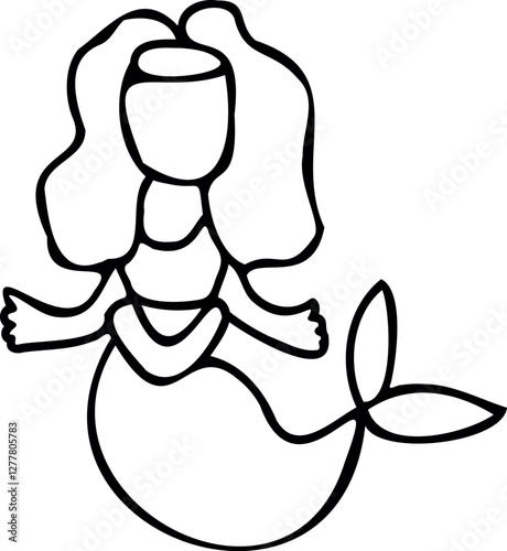 Mermaid for coloring book. Outlines. Logo, emblem. Vector illustration. 