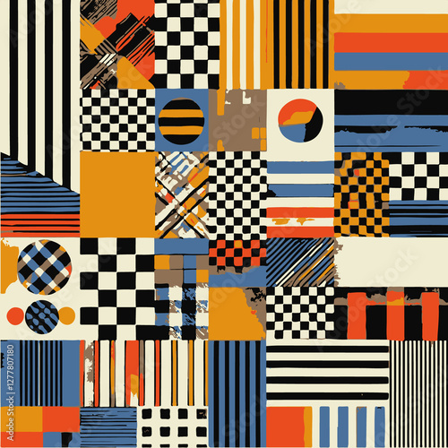 Symmetrical Shape Composition Digital-Inspired Abstract Art Pattern 