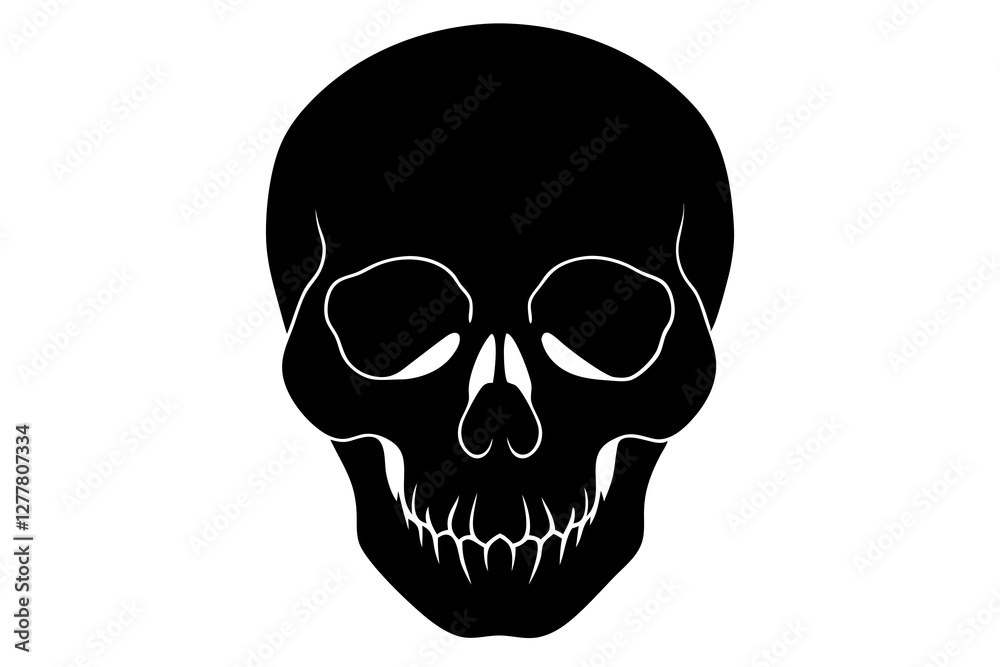 Fototapeta premium Skull Silhouette on white background
