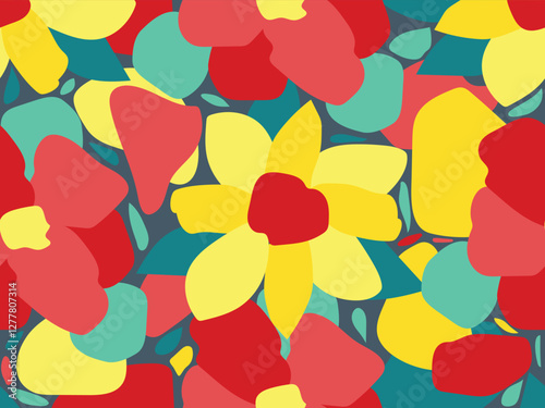 Bright colorful botanical, floral, summer, spring flowers. Garden,nature. Seamless vector pattern for design and decoration. 