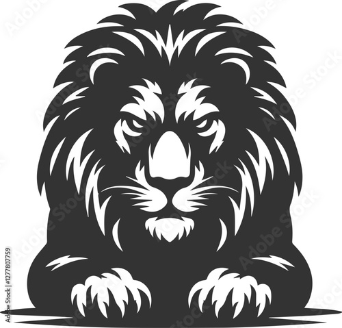 Silhouette of a lion staring menacingly with a low growling stance