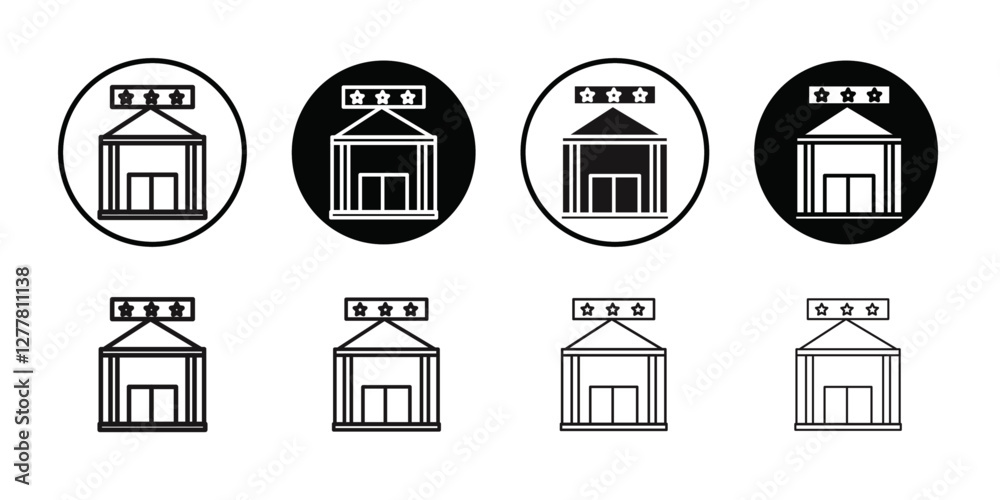 3 star Hotel icon Vector flat thin line illustration 3 star Hotel icon Vector flat thin line illustration