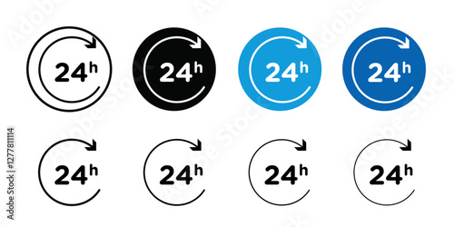 24 hours icon Vector flat thin line illustration