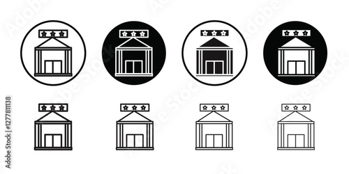 3 star Hotel icon Vector flat thin line illustration