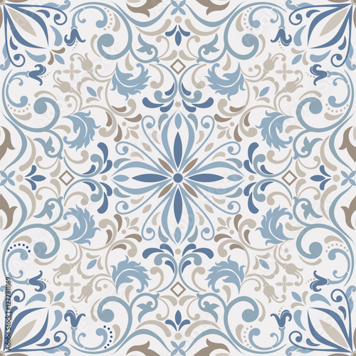 Hand drawn  floral seamless pattern. Victorian floral style. Design for fashion, textile, wallpaper, cards, wrapping paper. Vector illustration