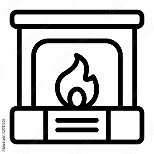 Christmas Fireplace Line Icon