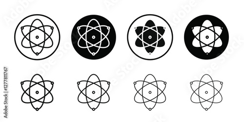 Atom scientific icon Vector flat thin line illustration