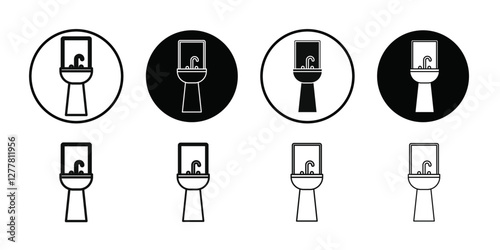 Bathroom sink icon Vector flat thin line illustration