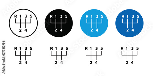 car manual shift lever icon Vector flat thin line illustration
