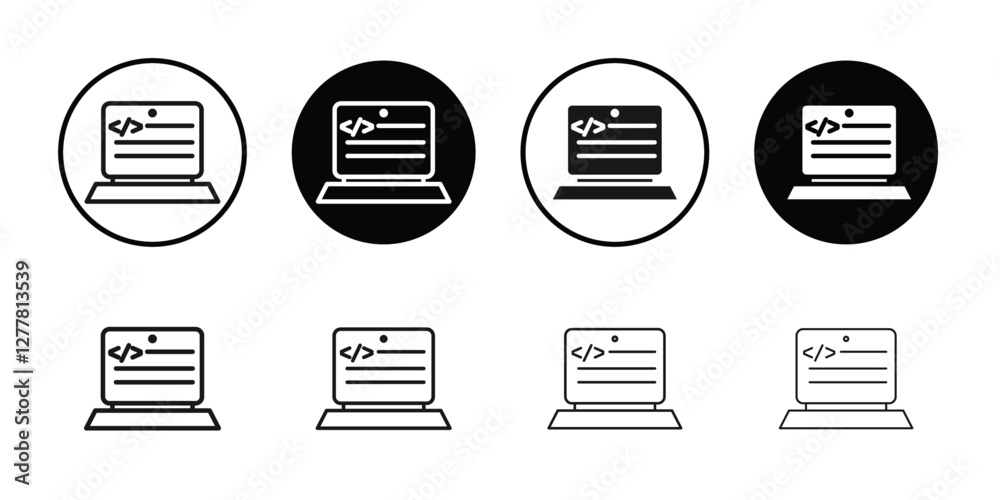 coding program icon Vector flat thin line illustration coding program icon Vector flat thin line illustration
