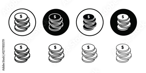 Coin stack icon Vector flat thin line illustration