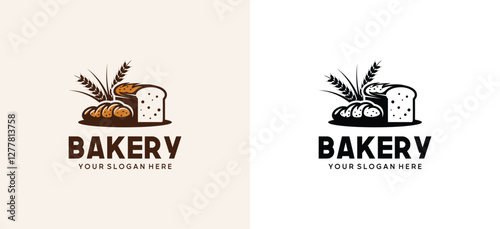 Fresh bread logo design vector illustration with wheat symbol