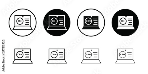 crm icon Vector flat thin line illustration