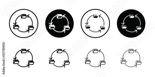 Data synchronization icon Vector flat thin line illustration