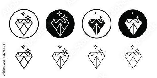 diamond icon Vector flat thin line illustration