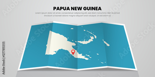 papua new guinea map travel with capital pin tag location design Illustration