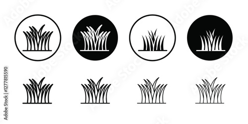 Grass icon Vector flat thin line illustration