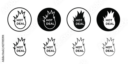 Hot deal icon Vector flat thin line illustration