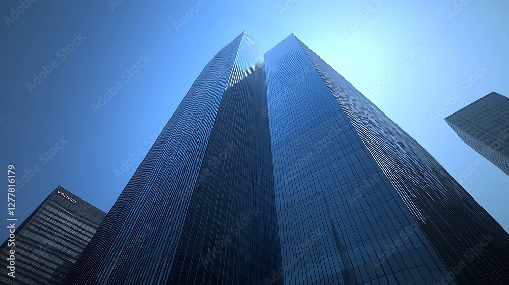Tall glass skyscrapers against clear sky images
