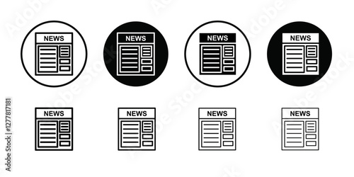 Newspaper icon Vector flat thin line illustration
