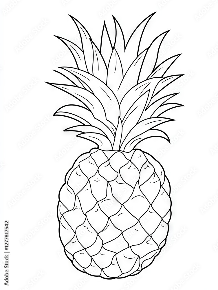 Detailed Line Art Drawing of a Whole Pineapple Tropical Fruit Illustration Coloring Page Detailed Line Art Drawing of a Whole Pineapple Tropical Fruit Illustration Coloring Page