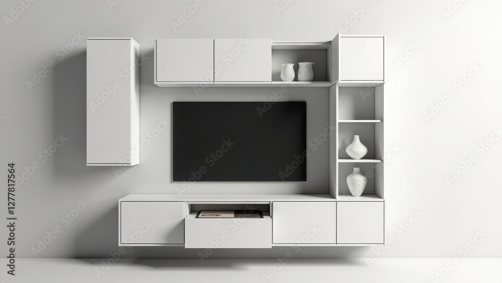 Modern Minimalist Living Room with TV Console and Elegant Decor Modern Minimalist Living Room with TV Console and Elegant Decor