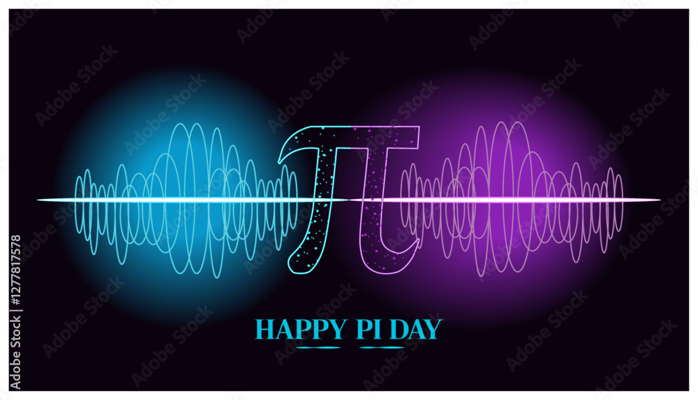 Obraz premium Happy Pi Day Soundwave and Pi
