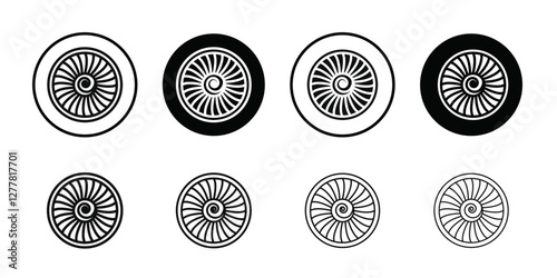 Plane turbine icon Vector flat thin line illustration