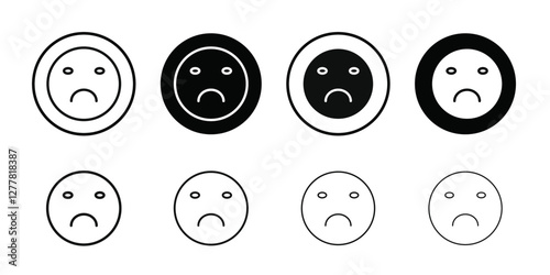 sad icon Vector flat thin line illustration