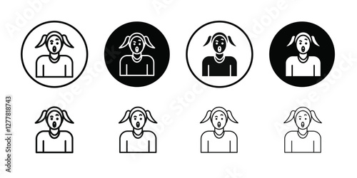 Shocked Girl icon Vector flat thin line illustration