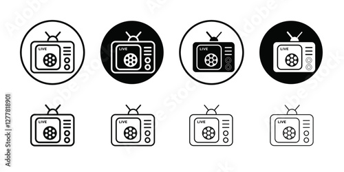 Soccer Live Match On TV icon Vector flat thin line illustration