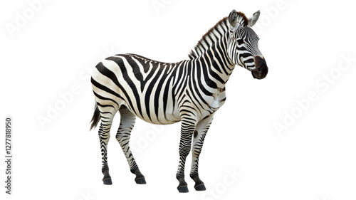 Graceful zebra poses in studio