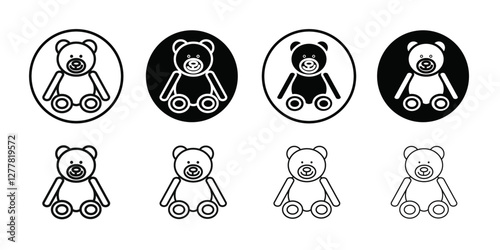 Teddy bear icon Vector flat thin line illustration