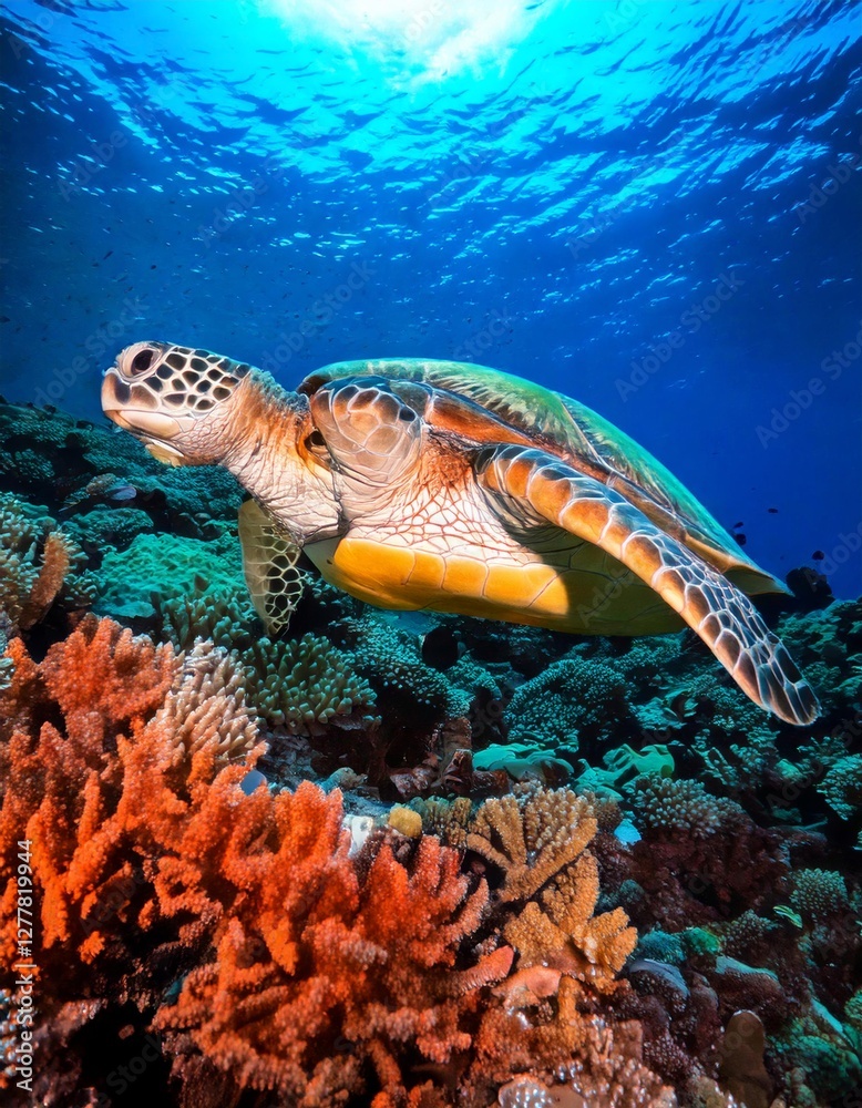 Fototapeta premium Sea turtle in coral reef