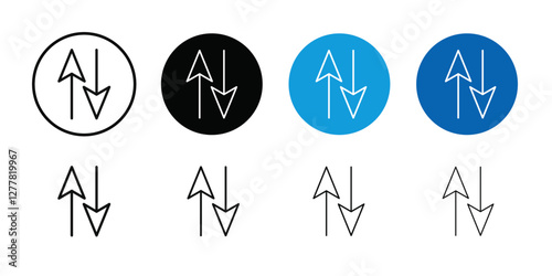 Up and down arrows icon Vector flat thin line illustration