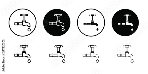 Water tap icon Vector flat thin line illustration