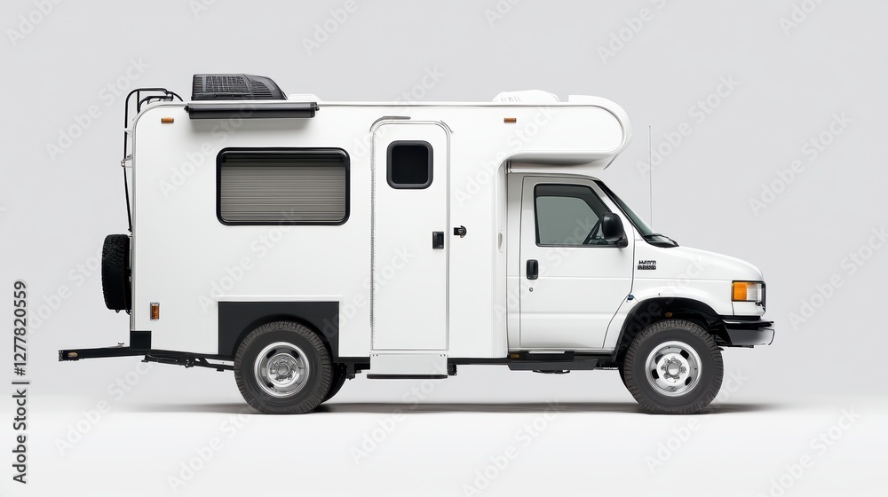 Naklejka premium camping truck Over white Studio Background.