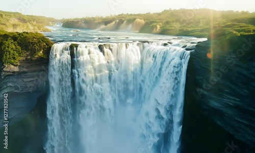 Waterfall flows rapidly