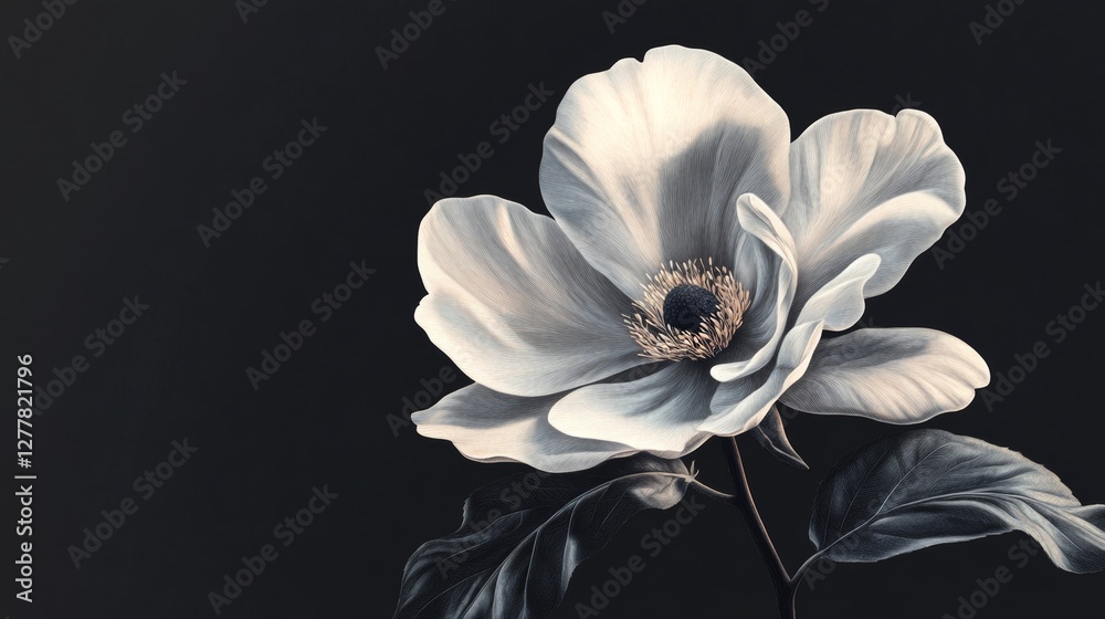 Obraz premium illustration of realistic flower on black background