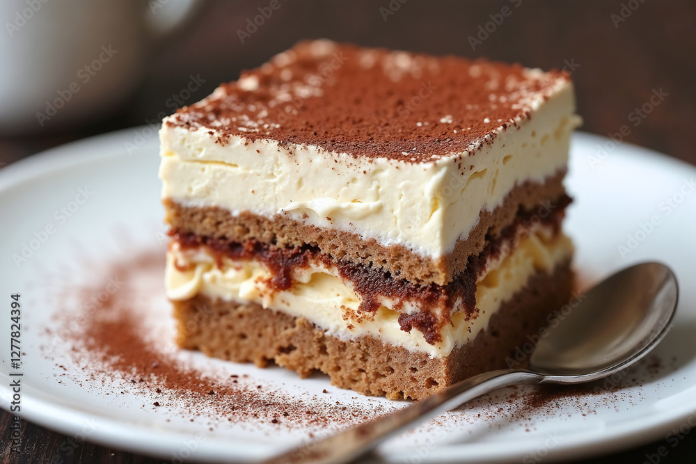 Classic Italian Tiramisu with Elegant Cocoa Dusting for Dessert Classic Italian Tiramisu with Elegant Cocoa Dusting for Dessert