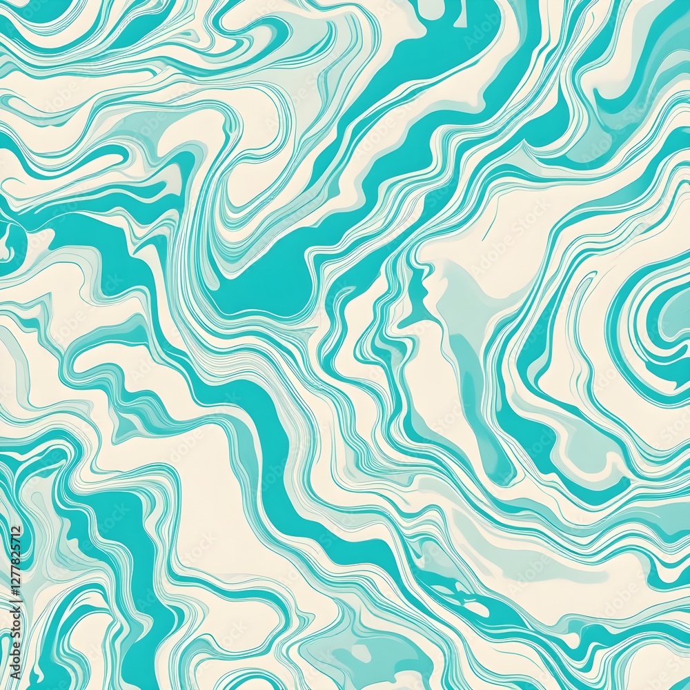 Abstract turquoise and white marbled background pattern with fluid shapes and swirls.
Abstract turquoise and white marbled background pattern with fluid shapes and swirls.