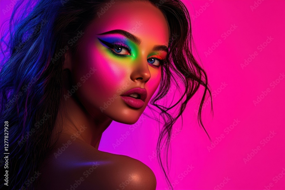Fototapeta premium Vibrant makeup artistry. AI.