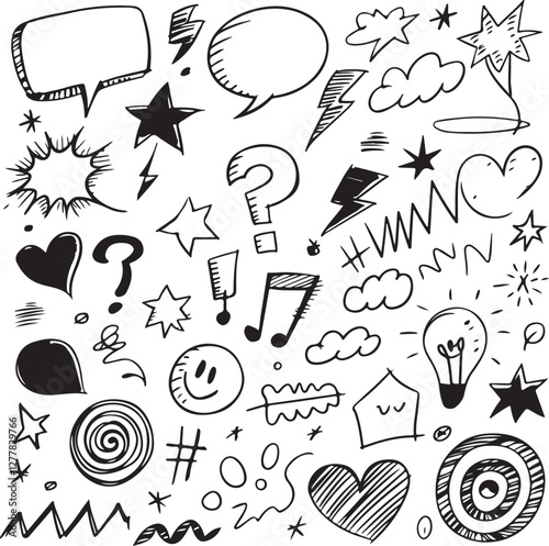 Collection of Hand-Drawn Doodle Elements for Design