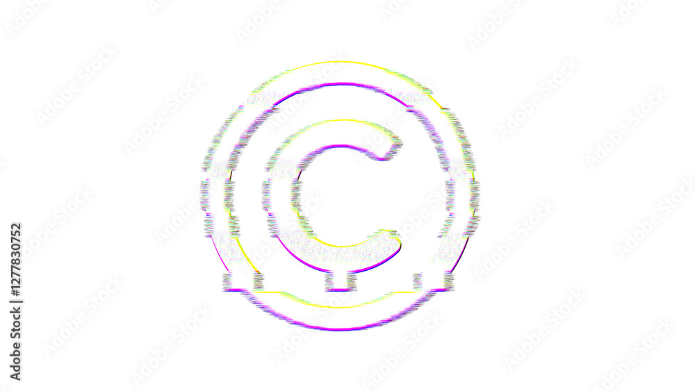 Icon copyright is distorted. Glitch. Noise, chromatic aberration, geometric distortion Icon copyright is distorted. Glitch. Noise, chromatic aberration, geometric distortion