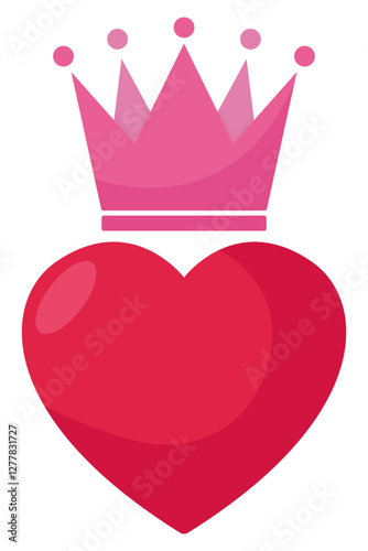 Crown with love flat icon isolated on white background.