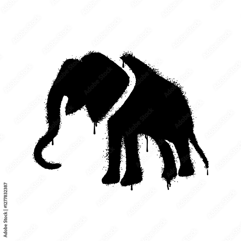 Spray illustration of an elephant with graffiti art isolated on a white background Spray illustration of an elephant with graffiti art isolated on a white background