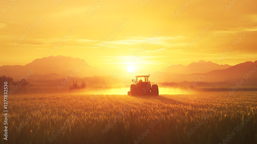 Tractor spraying crops in farm field images Tractor spraying crops in farm field images